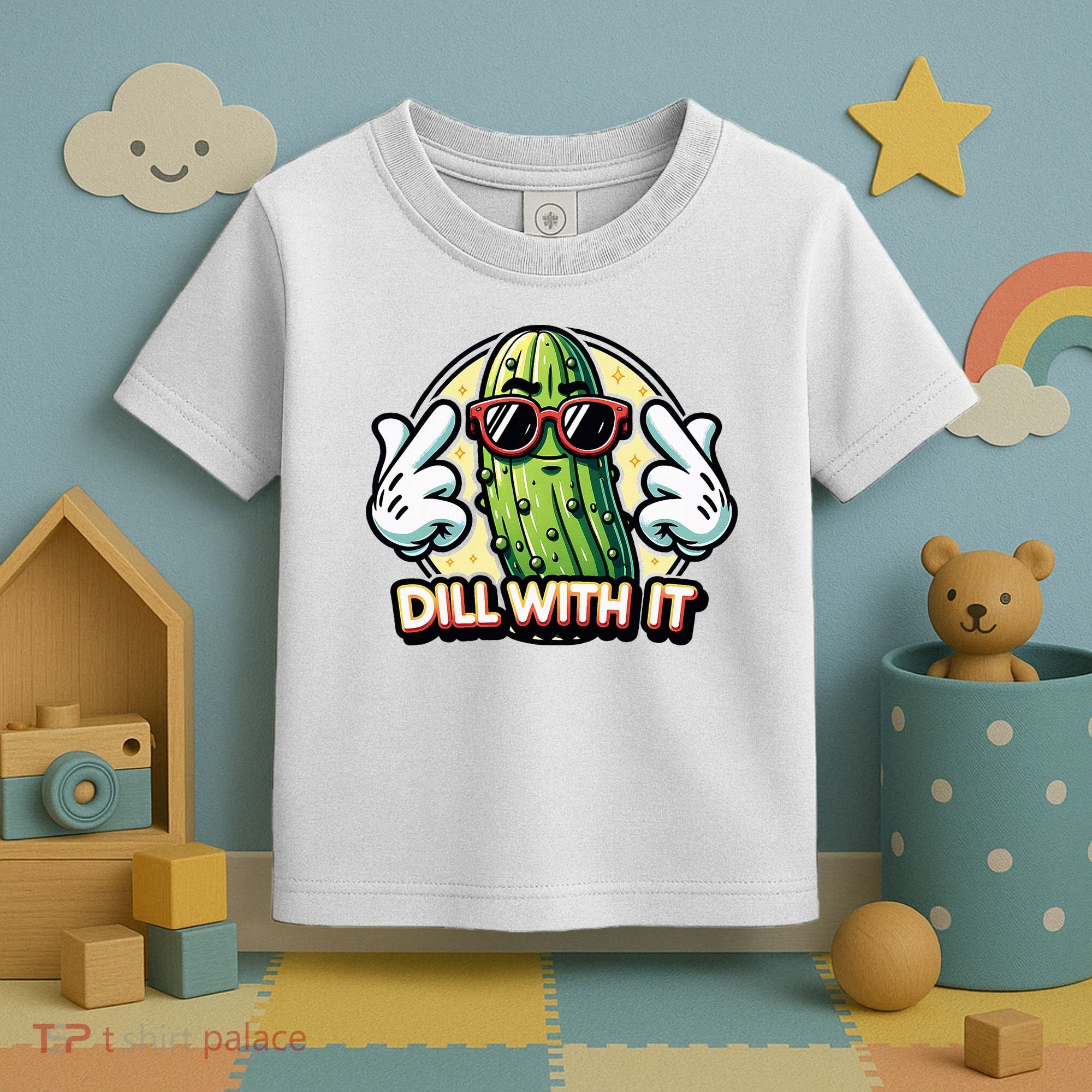 Dill With It Funny Pickle Vegetable Pun Toddler T-Shirt