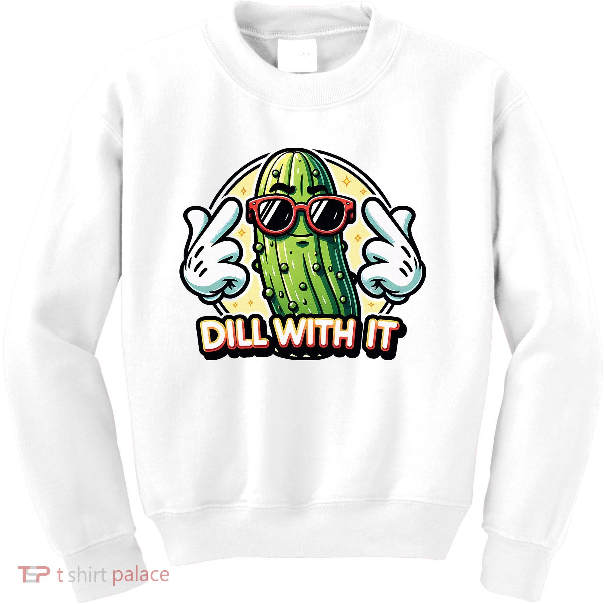 Dill With It Funny Pickle Vegetable Pun Kids Sweatshirt