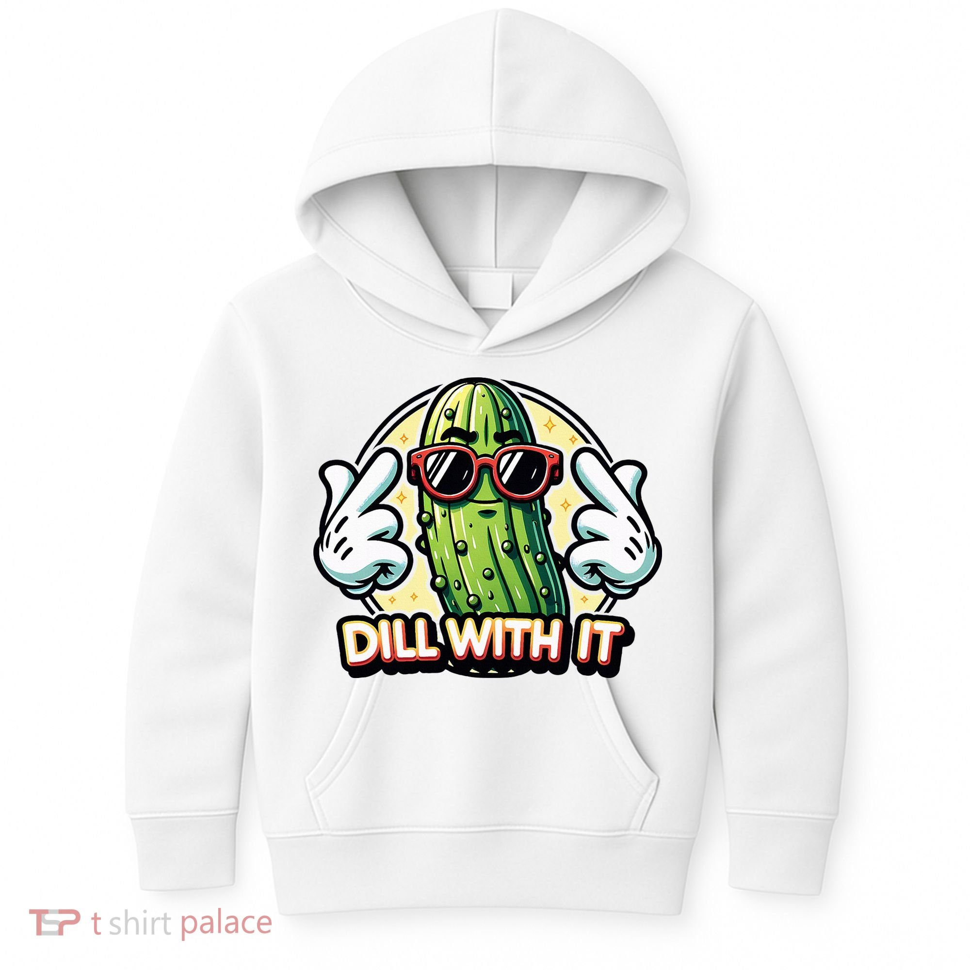 Dill With It Funny Pickle Vegetable Pun Kids Hoodie