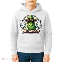Dill With It Funny Pickle Vegetable Pun Kids Hoodie thumb 4