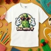 Dill With It Funny Pickle Vegetable Pun Kids T-Shirt thumb 3