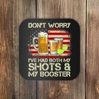 Don't Worry I've Had Both My Shots And Booster American Flag Coaster thumb 0