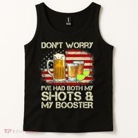 Don't Worry I've Had Both My Shots And Booster American Flag Tank Top thumb 2