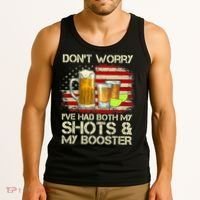 Don't Worry I've Had Both My Shots And Booster American Flag Tank Top thumb 3