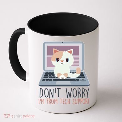 Don't Worry I'm From Tech Support Computer Cat Coffee Mug