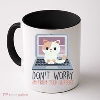 Don't Worry I'm From Tech Support Computer Cat Coffee Mug thumb 0