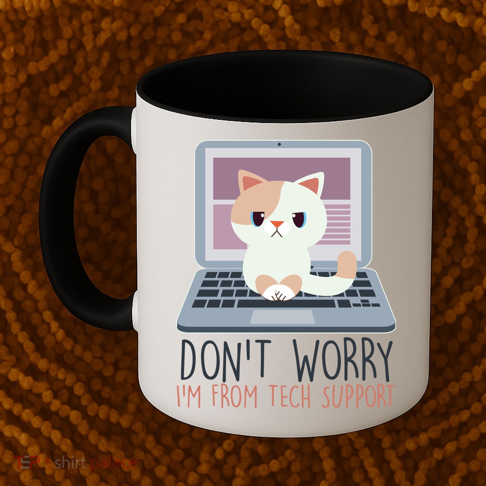 Don't Worry I'm From Tech Support Computer Cat Coffee Mug