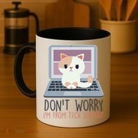 Don't Worry I'm From Tech Support Computer Cat Coffee Mug thumb 4