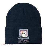 Don't Worry I'm From Tech Support Computer Cat Beanie thumb 0