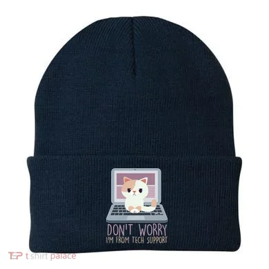 Don't Worry I'm From Tech Support Computer Cat Beanie