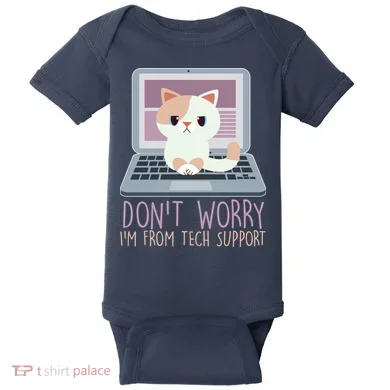 Don't Worry I'm From Tech Support Computer Cat Baby Bodysuit