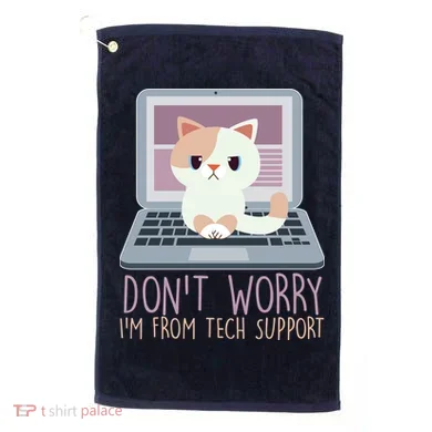 Don't Worry I'm From Tech Support Computer Cat Golf Towel
