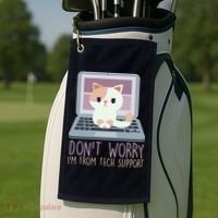 Don't Worry I'm From Tech Support Computer Cat Golf Towel thumb 2