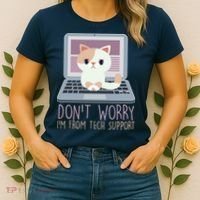 Don't Worry I'm From Tech Support Computer Cat Women's T-Shirt thumb 2