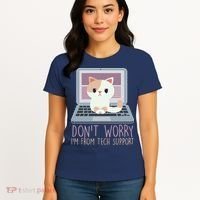 Don't Worry I'm From Tech Support Computer Cat Women's T-Shirt thumb 4