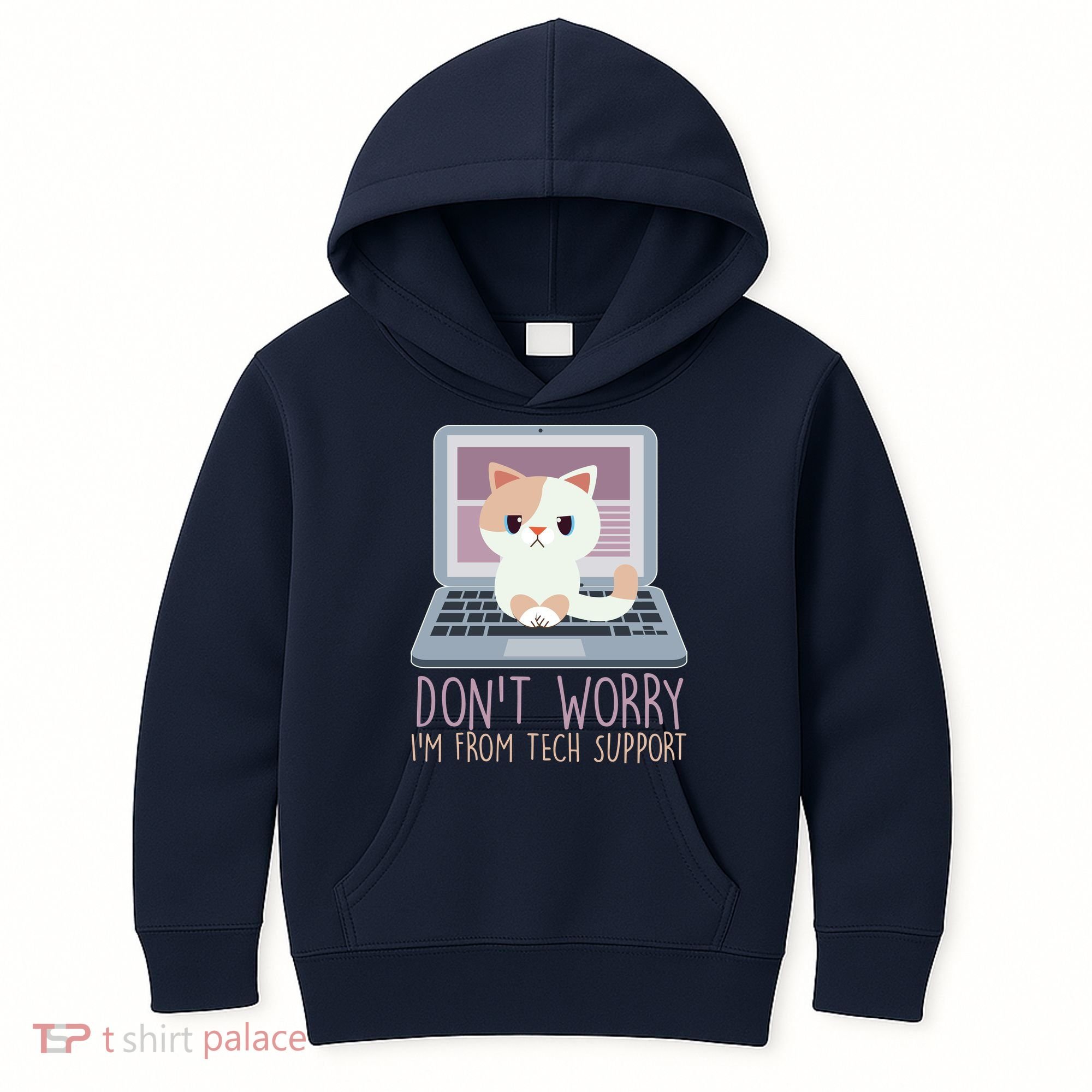 Don't Worry I'm From Tech Support Computer Cat Kids Hoodie
