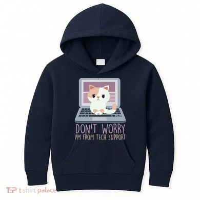 Don't Worry I'm From Tech Support Computer Cat Kids Hoodie