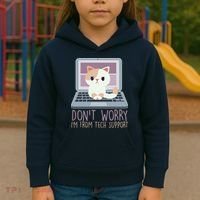 Don't Worry I'm From Tech Support Computer Cat Kids Hoodie thumb 3