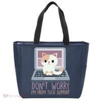 Don't Worry I'm From Tech Support Computer Cat Tote Bag thumb 0