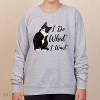 Do What I Want Tuxedo Cat Mom Cute Funny Graphic TShirt Women's Sweatshirt thumb 0