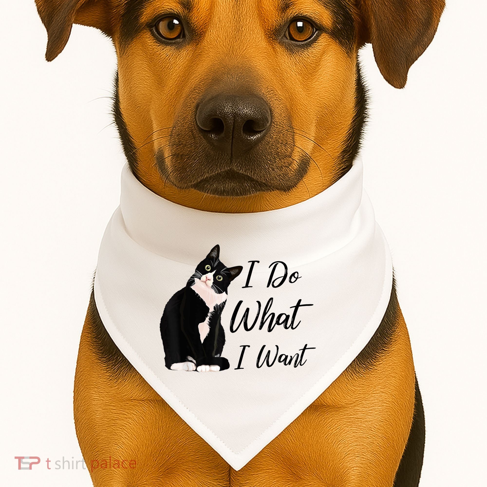 Do What I Want Tuxedo Cat Mom Cute Funny Graphic TShirt USA-Made Doggie Bandana