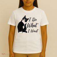 Do What I Want Tuxedo Cat Mom Cute Funny Graphic TShirt T-Shirt thumb 4