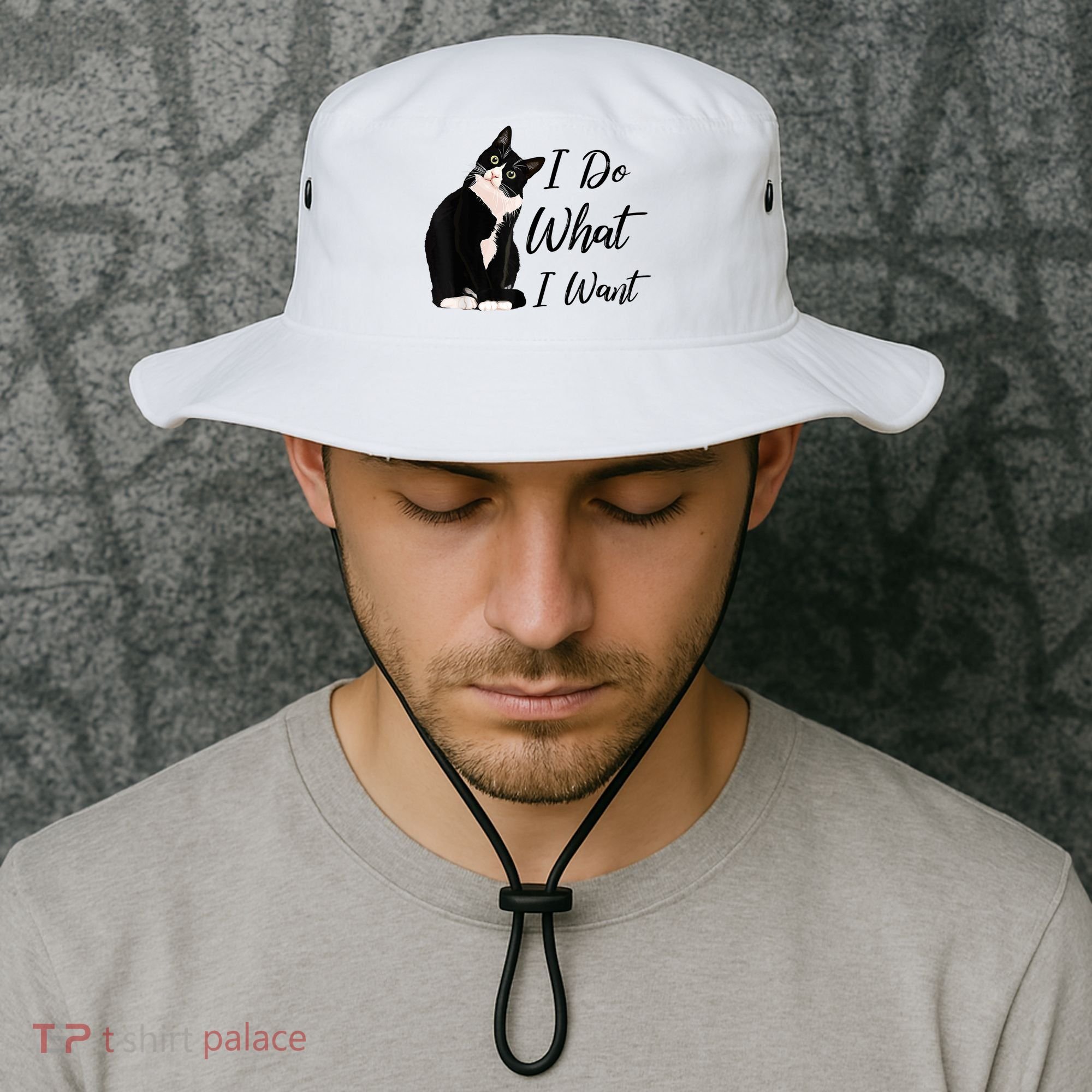 Do What I Want Tuxedo Cat Mom Cute Funny Graphic TShirt Bucket Hat