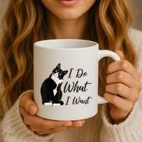 Do What I Want Tuxedo Cat Mom Cute Funny Graphic TShirt Coffee Mug thumb 3