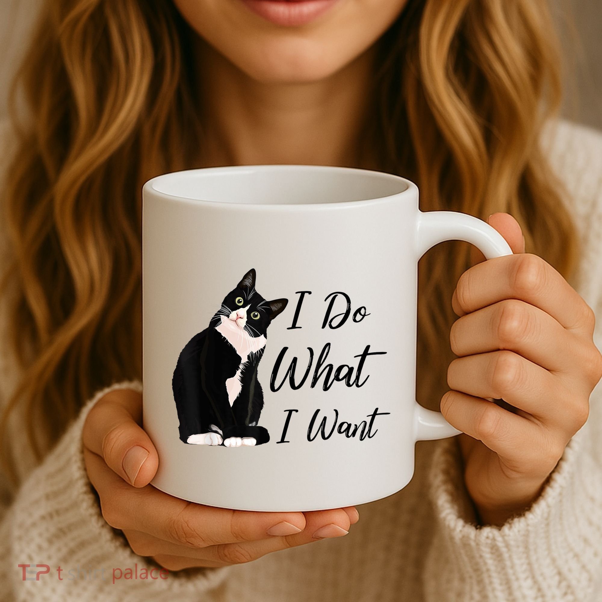 Do What I Want Tuxedo Cat Mom Cute Funny Graphic TShirt Coffee Mug