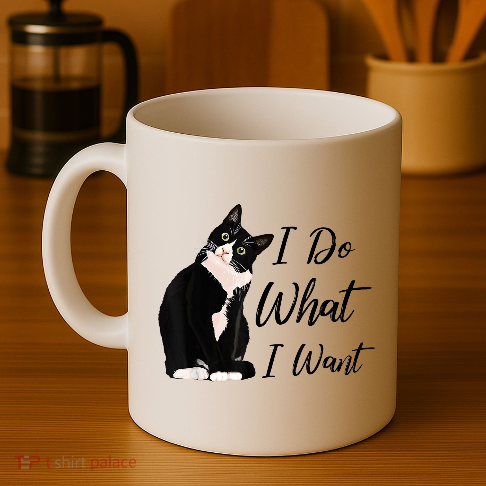 Do What I Want Tuxedo Cat Mom Cute Funny Graphic TShirt Coffee Mug