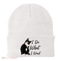 Do What I Want Tuxedo Cat Mom Cute Funny Graphic TShirt Beanie thumb 0