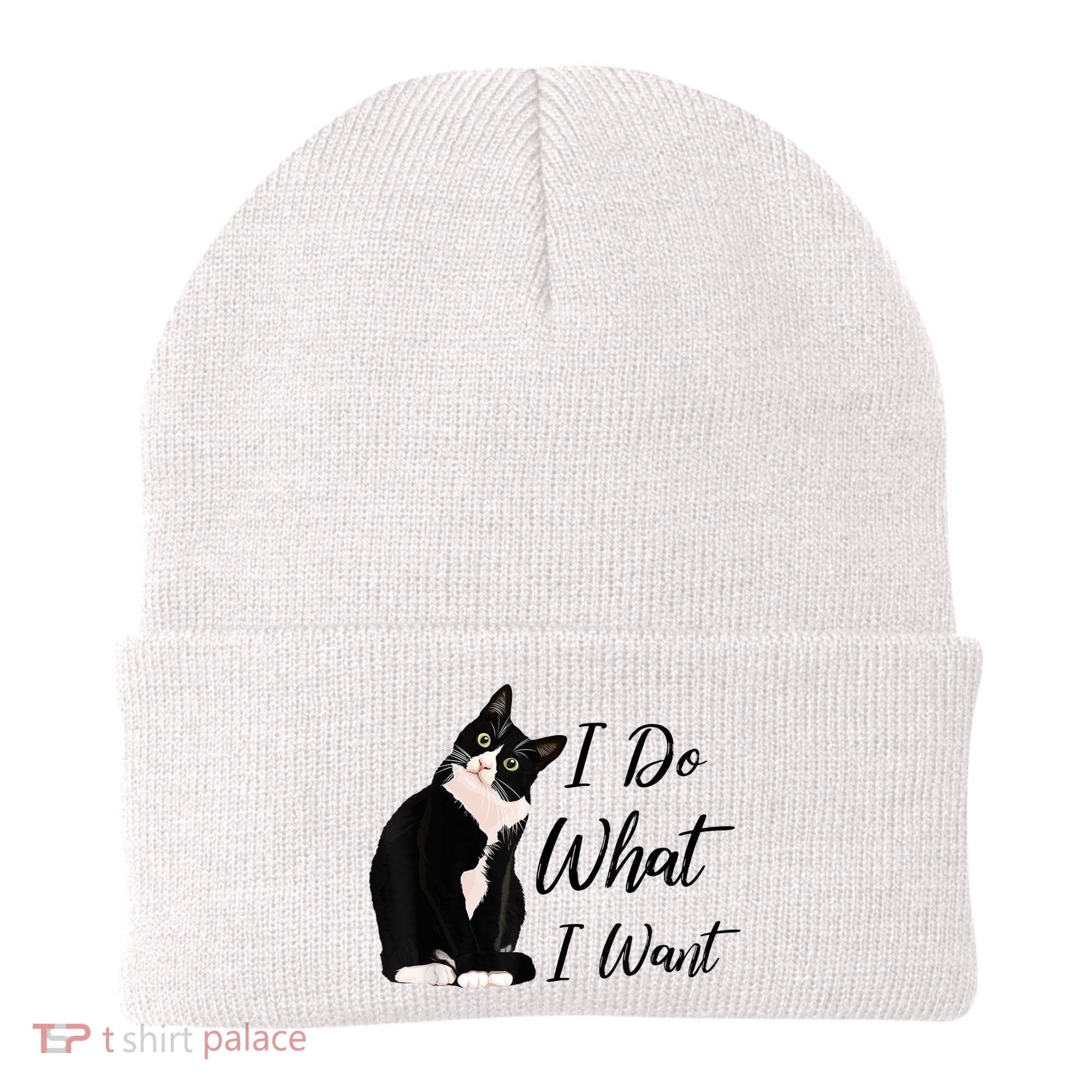 Do What I Want Tuxedo Cat Mom Cute Funny Graphic TShirt Beanie