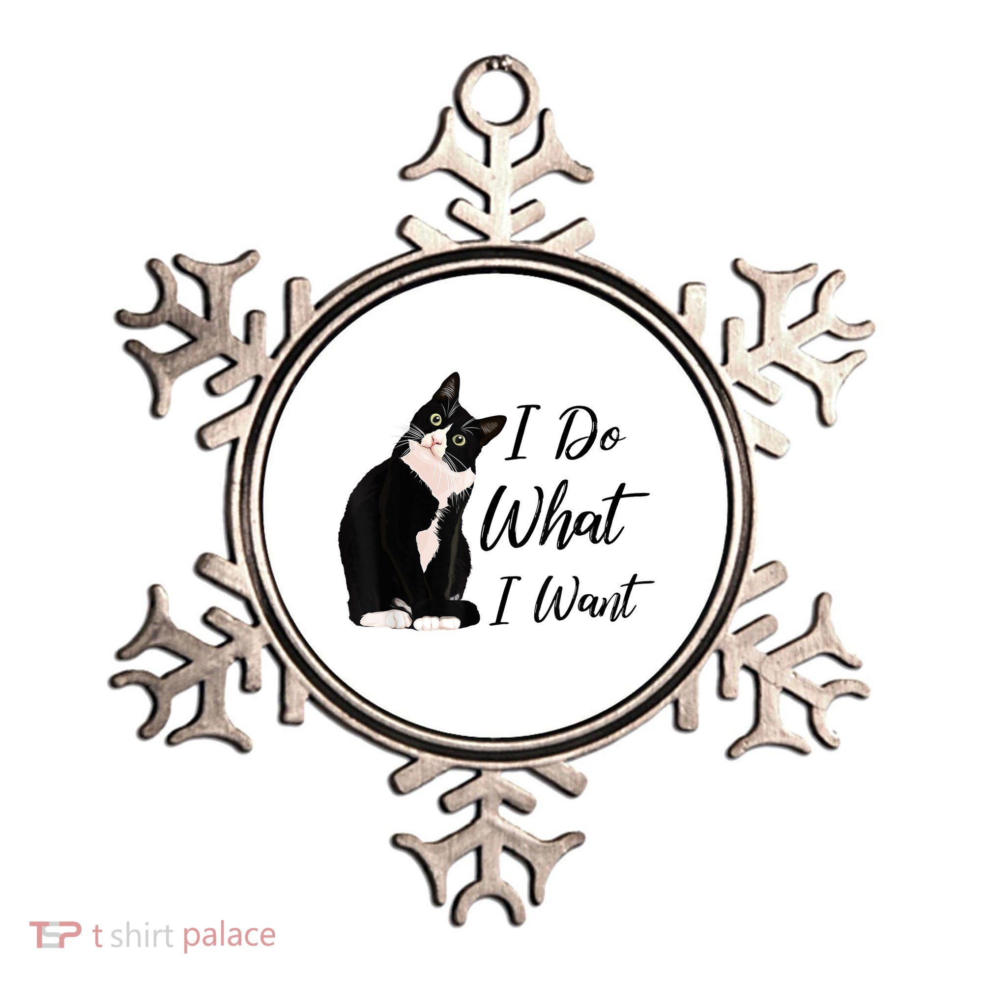 Do What I Want Tuxedo Cat Mom Cute Funny Graphic TShirt Ornament