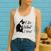 Do What I Want Tuxedo Cat Mom Cute Funny Graphic TShirt Women's Tank Top thumb 2