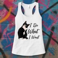 Do What I Want Tuxedo Cat Mom Cute Funny Graphic TShirt Women's Tank Top thumb 3