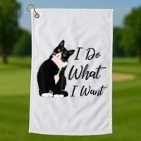 Do What I Want Tuxedo Cat Mom Cute Funny Graphic TShirt Golf Towel thumb 1