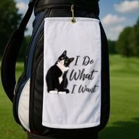Do What I Want Tuxedo Cat Mom Cute Funny Graphic TShirt Golf Towel thumb 2