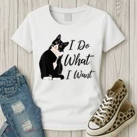 Do What I Want Tuxedo Cat Mom Cute Funny Graphic TShirt Women's T-Shirt thumb 3
