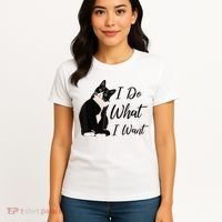 Do What I Want Tuxedo Cat Mom Cute Funny Graphic TShirt Women's T-Shirt thumb 4