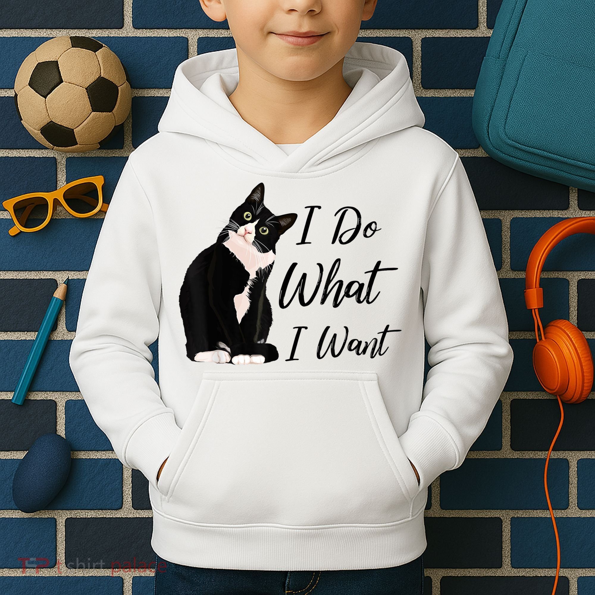 Do What I Want Tuxedo Cat Mom Cute Funny Graphic TShirt Kids Hoodie