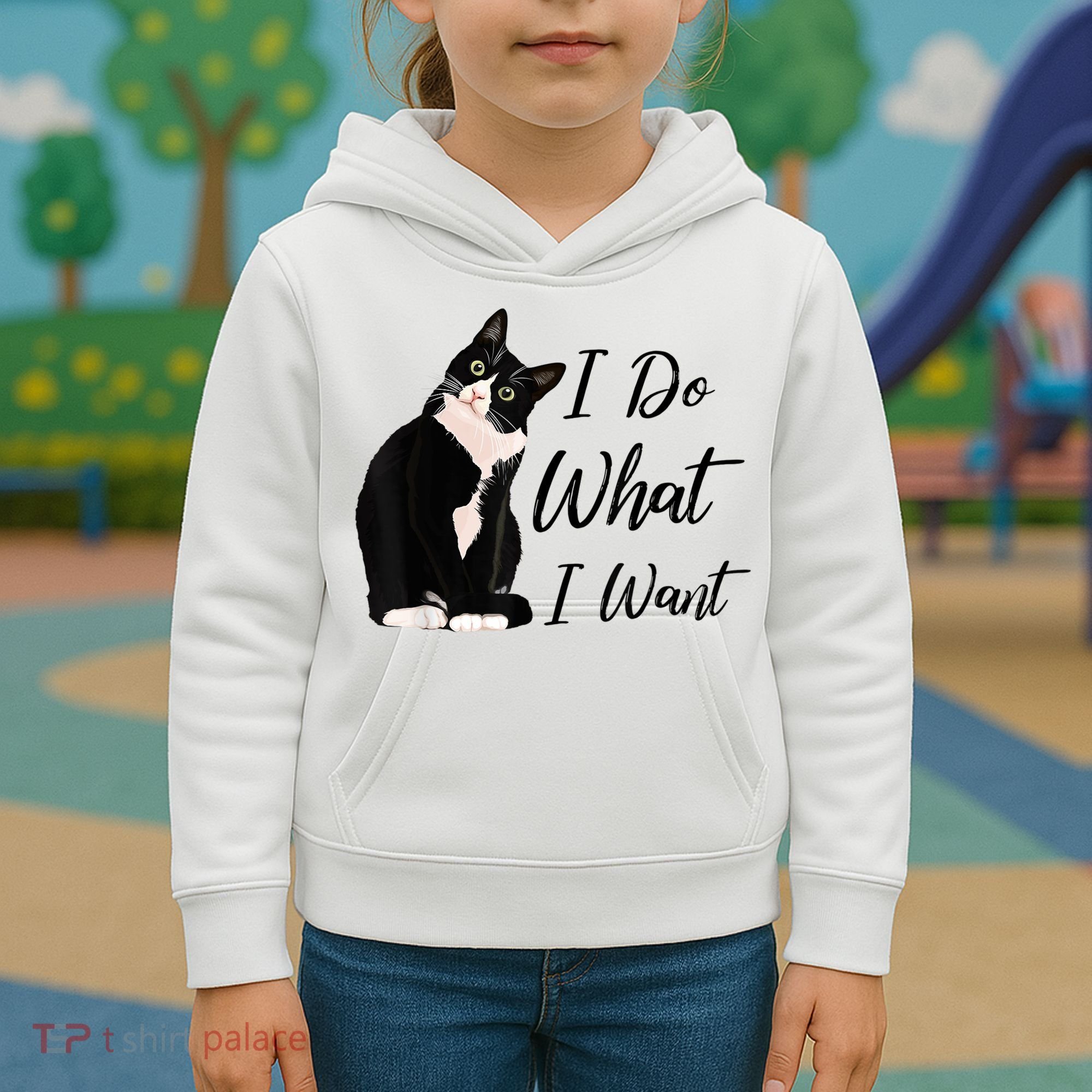 Do What I Want Tuxedo Cat Mom Cute Funny Graphic TShirt Kids Hoodie