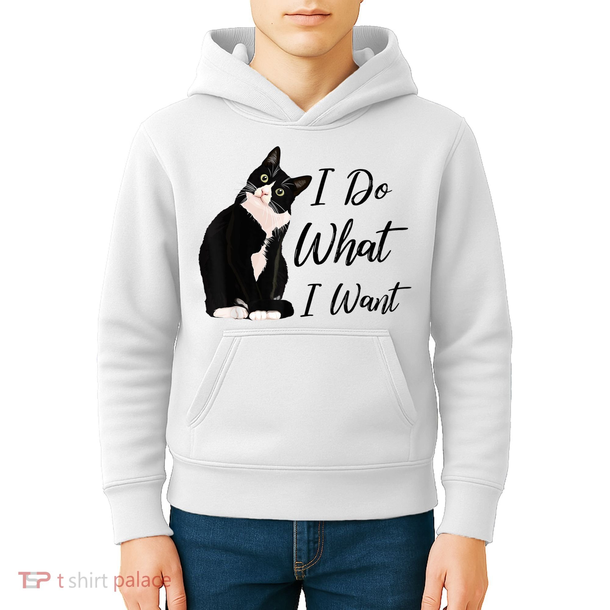 Do What I Want Tuxedo Cat Mom Cute Funny Graphic TShirt Kids Hoodie