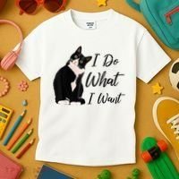 Do What I Want Tuxedo Cat Mom Cute Funny Graphic TShirt Kids T-Shirt thumb 3