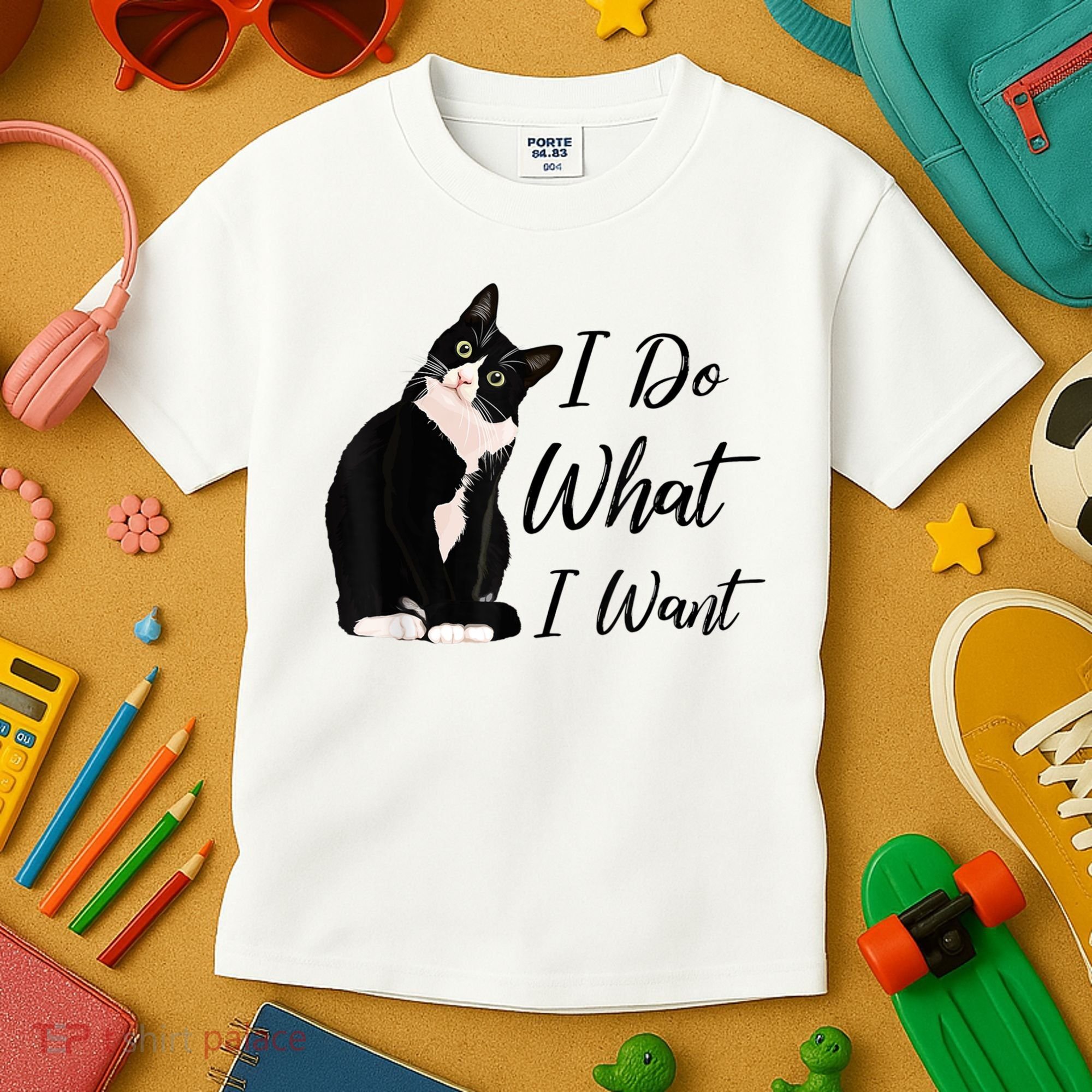 Do What I Want Tuxedo Cat Mom Cute Funny Graphic TShirt Kids T-Shirt