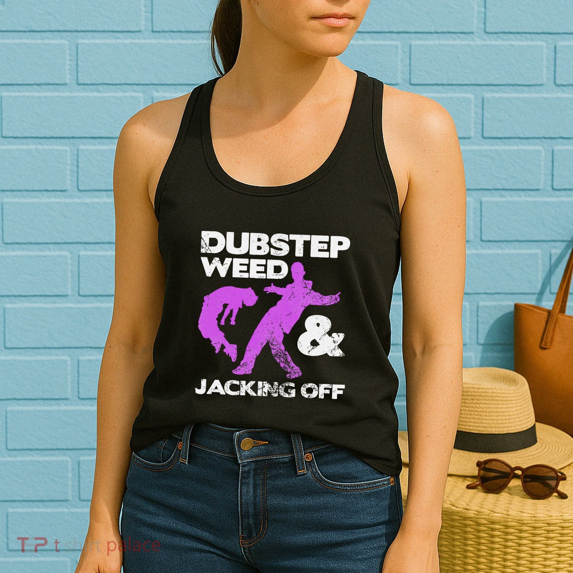 Dubstep Weed & Jacking Off Techno Rave Edm Festival Grunge Women's Tank Top