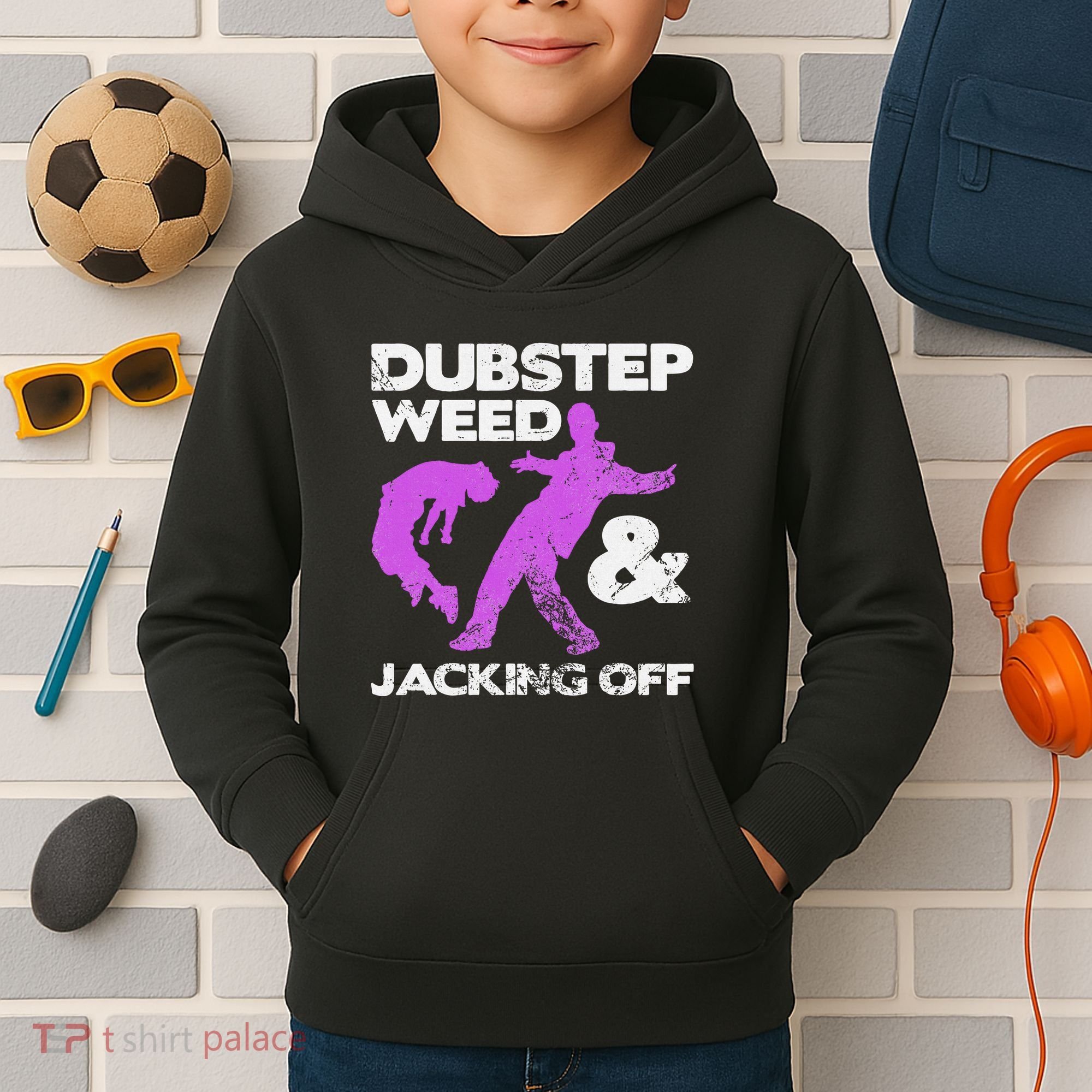 Dubstep Weed & Jacking Off Techno Rave Edm Festival Grunge Kids Hoodie