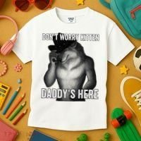 DonT Worry Kitten DaddyS Here Kids T-Shirt thumb 3