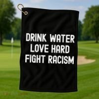 Drink Water Love Hard Fight Racism Respect DonT Be Racist Golf Towel thumb 1