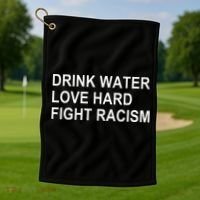 Drink Water Love Hard Fight Racism Golf Towel thumb 1