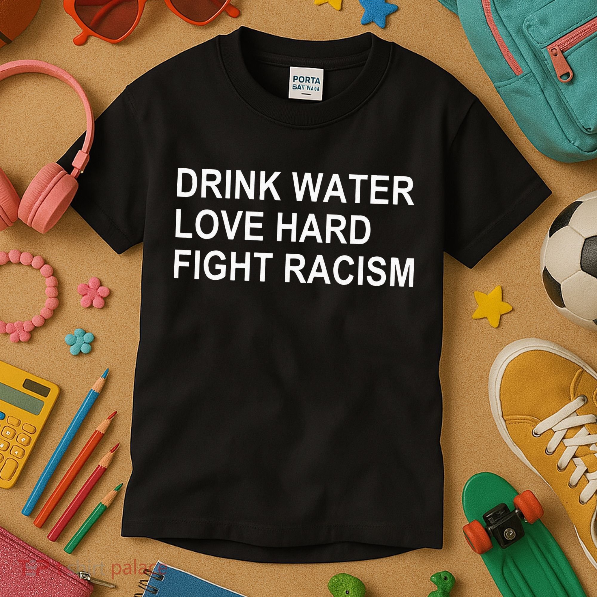 Drink Water Love Hard Fight Racism Kids T-Shirt
